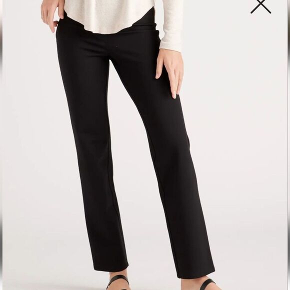 Quince Ultra-Stretch Ponte Straight Leg Pants Black Size Small Petite Women's - Picture 1 of 7